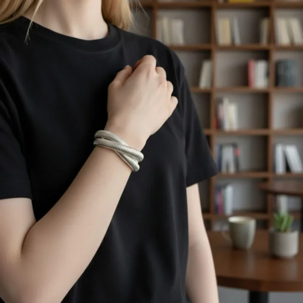 Pulsera De Oro Cola De Raton Blanca