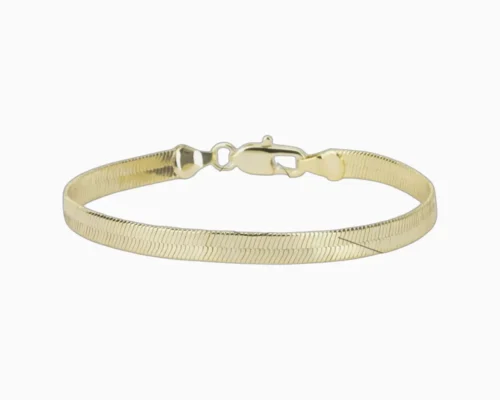 Pulsera De Oro Cola De Raton Plana