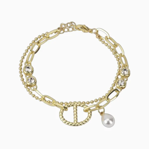 Pulsera De Oro Cuentas Con Perla Pulsera De Oro Cuentas Con Perla