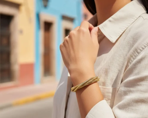 Pulsera De Oro Enredado Elastico