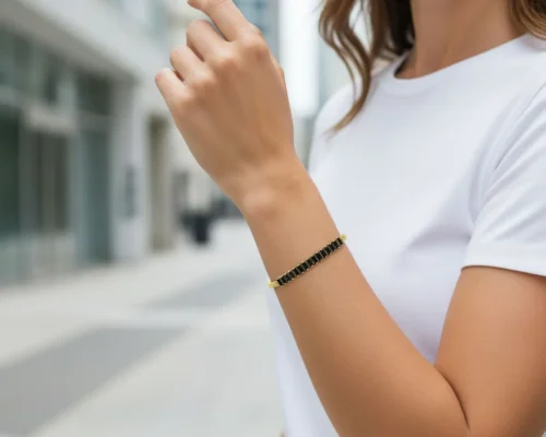 Pulsera De Oro Negro Brillante