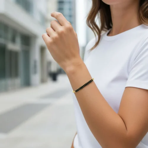 Pulsera De Oro Negro Brillante