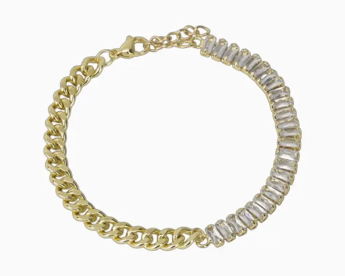 Pulsera De Oro Tenis Blanco Brillante