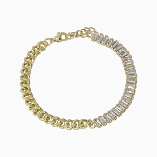 Pulsera De Oro Tenis Blanco Brillante