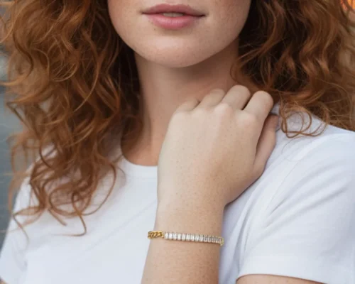 Pulsera De Oro Tenis Blanco Brillante