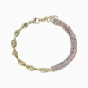 Pulsera De Oro Tenis Rosa Brillante