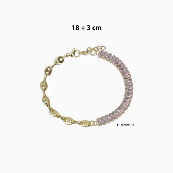 Pulsera De Oro Tenis Rosa Brillante