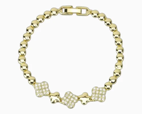 Pulsera De Oro Trébol Brillante