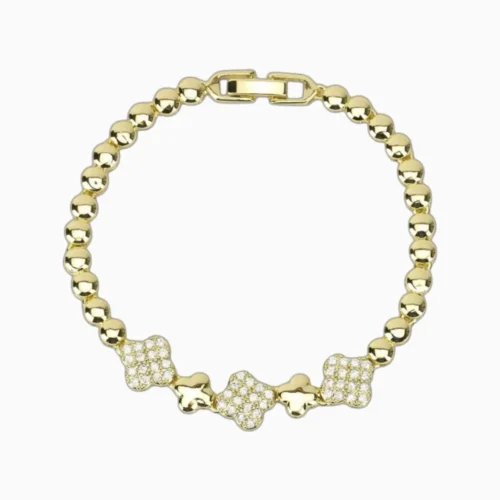 Pulsera De Oro Trébol Brillante
