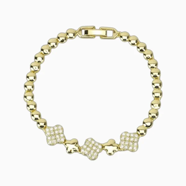 Pulsera De Oro Trébol Brillante