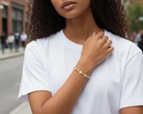 Pulsera De Oro Trébol Brillante