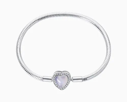 Pulsera De Plata Charms Corazon Azul