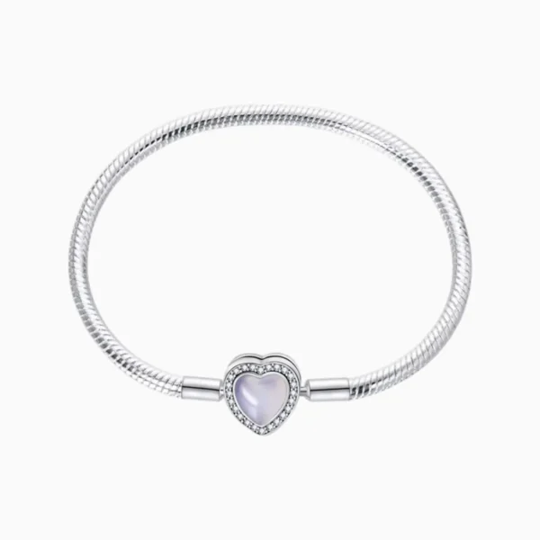 Pulsera De Plata Charms Corazon Azul