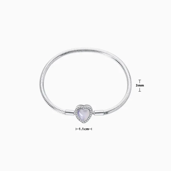 Pulsera De Plata Charms Corazon Azul