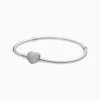 Pulsera De Plata Charms Corazon Brillante