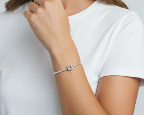 Pulsera De Plata Charms Corazon Candado