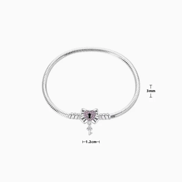 Pulsera De Plata Charms Corazon Candado