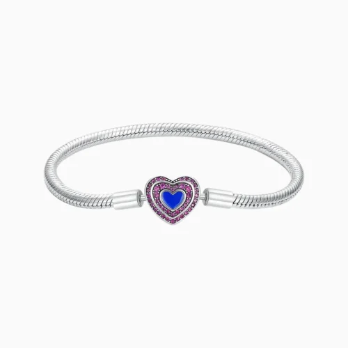 Pulsera De Plata Charms Corazon Pave Pulsera De Plata Charms Corazon Pave