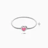 Pulsera De Plata Charms Corazon Rosa