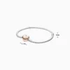 Pulsera De Plata Charms Corazon Rosa Liso