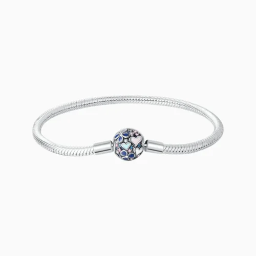 Pulsera De Plata Charms Corazones y Flores Pulsera De Plata Charms Corazones y Flores