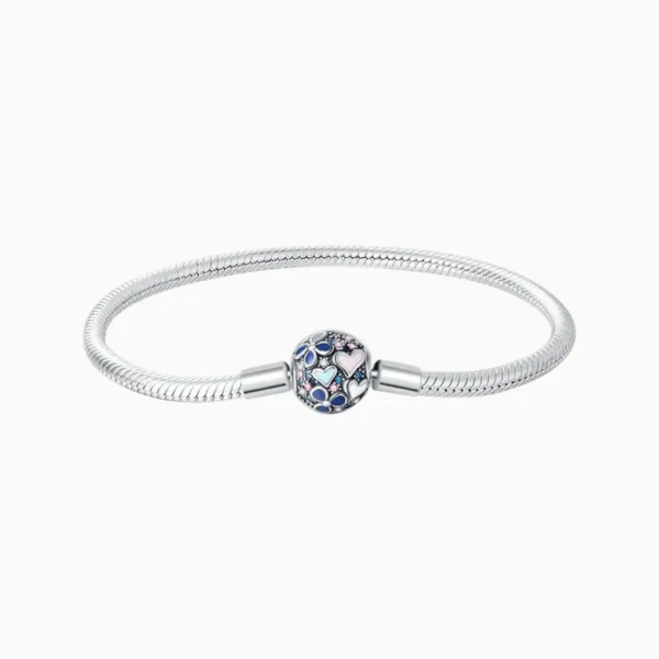 Pulsera De Plata Charms Corazones y Flores