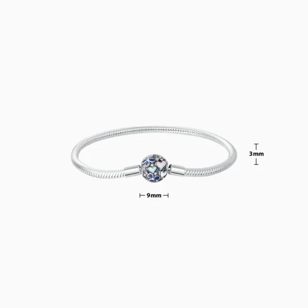 Pulsera De Plata Charms Corazones y Flores