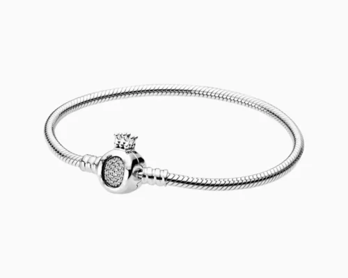 Pulsera De Plata Charms Corona Reina