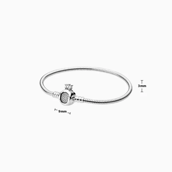 Pulsera De Plata Charms Corona Reina