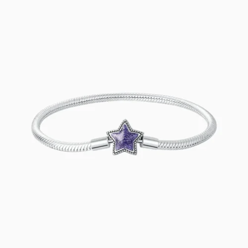 Pulsera De Plata Charms Estrella Morada Pulsera De Plata Charms Estrella Morada