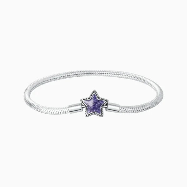 Pulsera De Plata Charms Estrella Morada