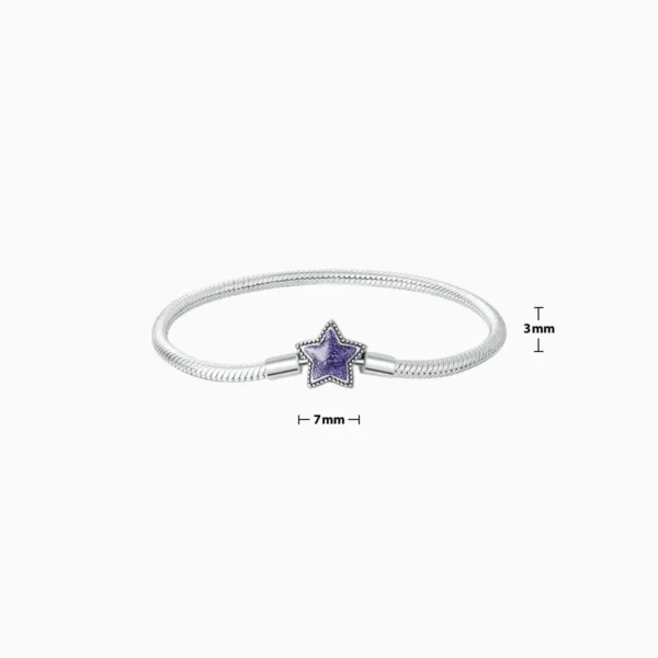 Pulsera De Plata Charms Estrella Morada