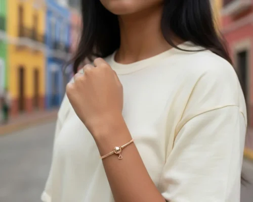Pulsera De Plata Charms Love Rosa