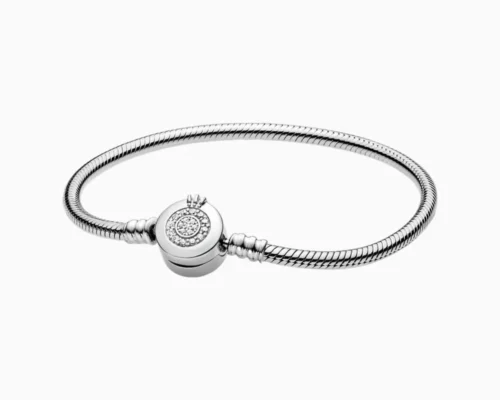 Pulsera De Plata Charms Seguro Corona