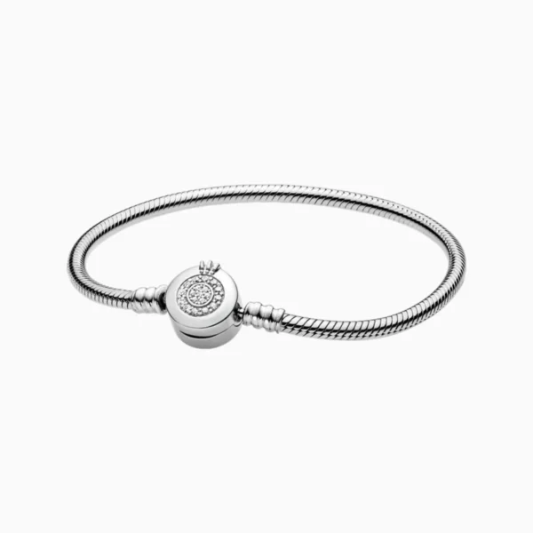 Pulsera De Plata Charms Seguro Corona