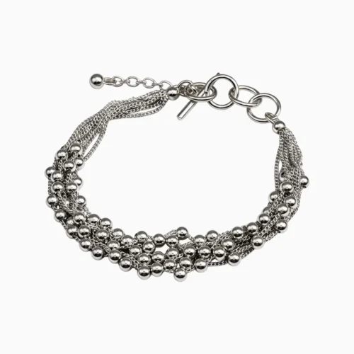 Pulsera De Plata Cuentas Plateadas Pulsera De Plata Cuentas Plateadas