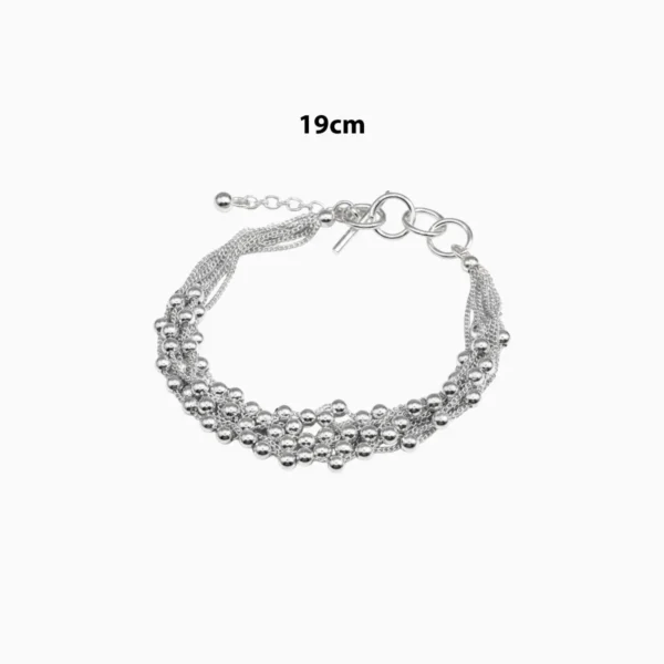 Pulsera De Plata Cuentas Plateadas