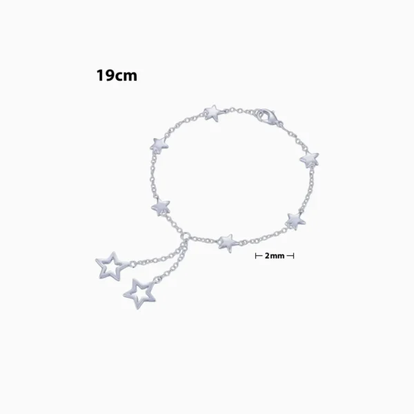 Pulsera De Plata Estrellas Brillantes