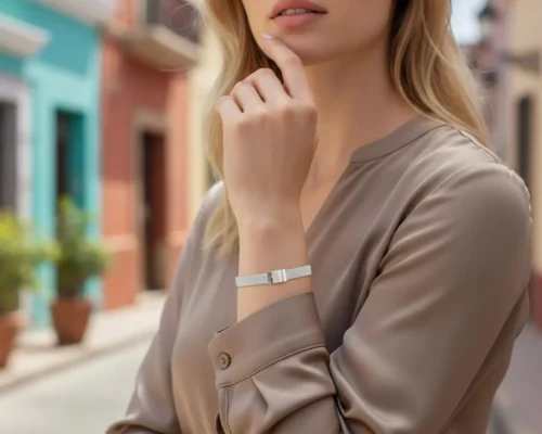 Pulsera De Plata Malla Con Cierre
