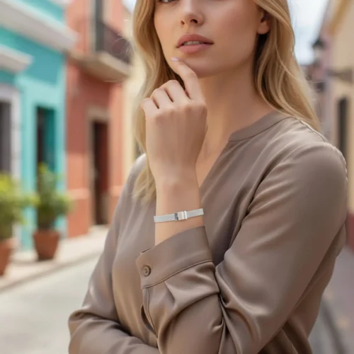 Pulsera De Plata Malla Con Cierre