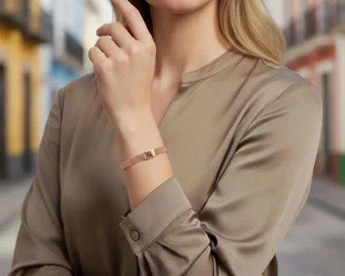 Pulsera De Plata Malla Con Cierre Rosa