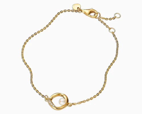 Pulsera De Plata Organica Con Perla