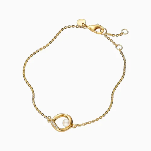 Pulsera De Plata Organica Con Perla