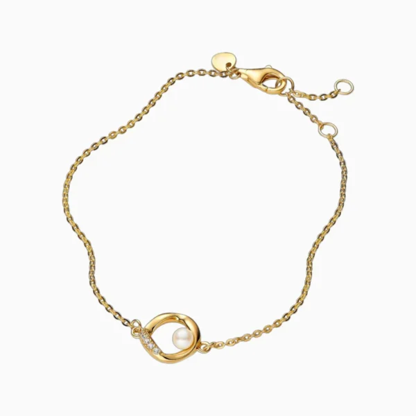 Pulsera De Plata Organica Con Perla