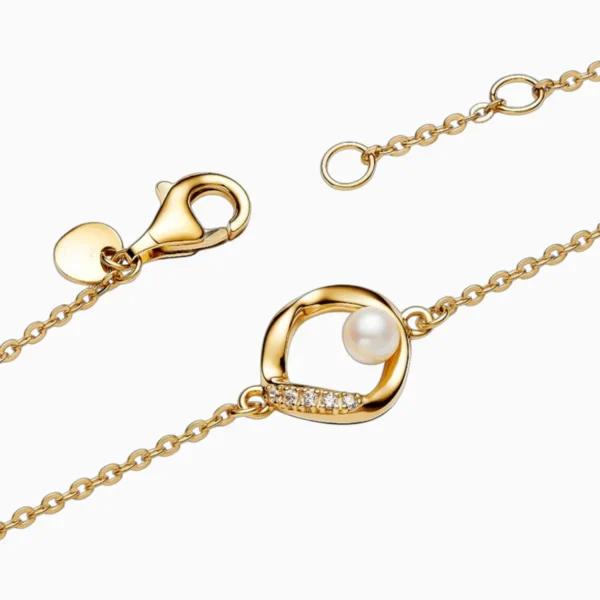 Pulsera De Plata Organica Con Perla