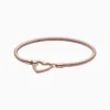 Pulsera De Plata Seguro Corazón Rosa