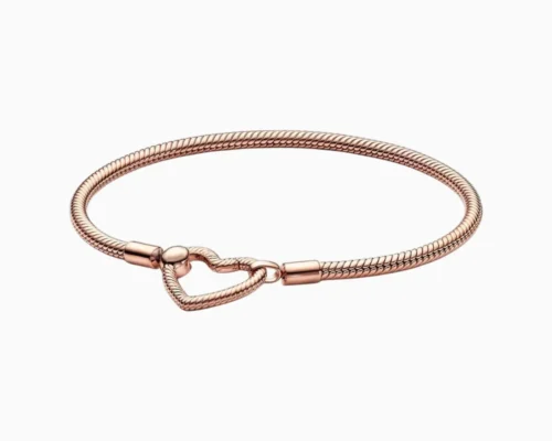 Pulsera De Plata Seguro Corazón Rosa