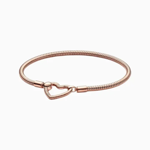 Pulsera De Plata Seguro Corazón Rosa