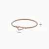 Pulsera De Plata Seguro Corazón Rosa