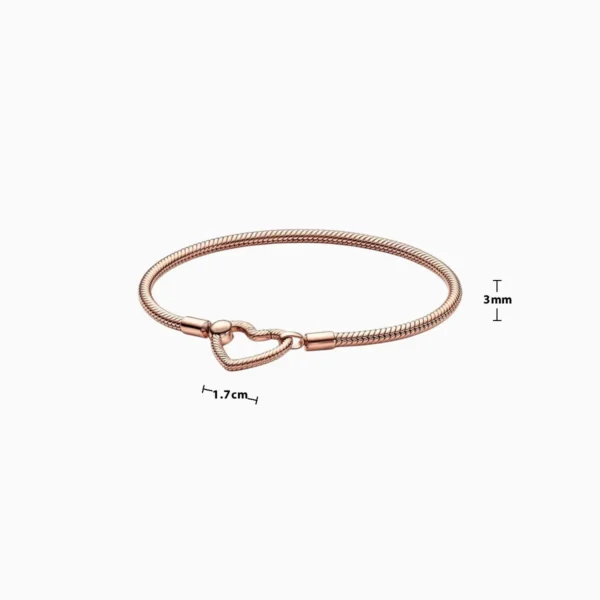 Pulsera De Plata Seguro Corazón Rosa